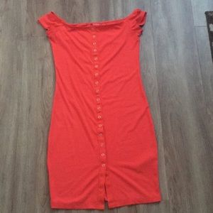 Guess off the shoulder orange dress size small
